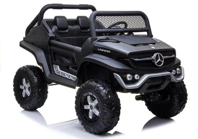 Mașina electrică Mercedes Unimog neagră – negru