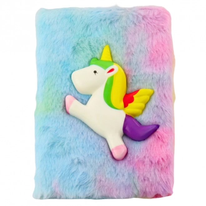 Caiet plușat cu unicorn 3D colorat