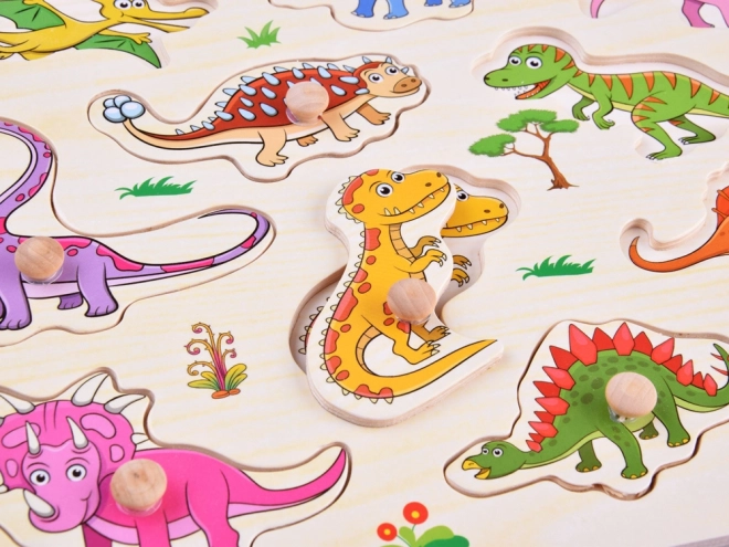 Puzzle din lemn cu dinozauri