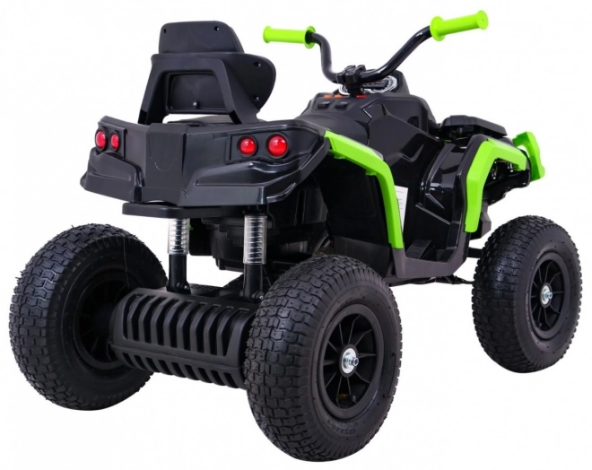 ATV electric pentru copii Air quad negru-verde + roți gonflabile + radio MP3 + start lent