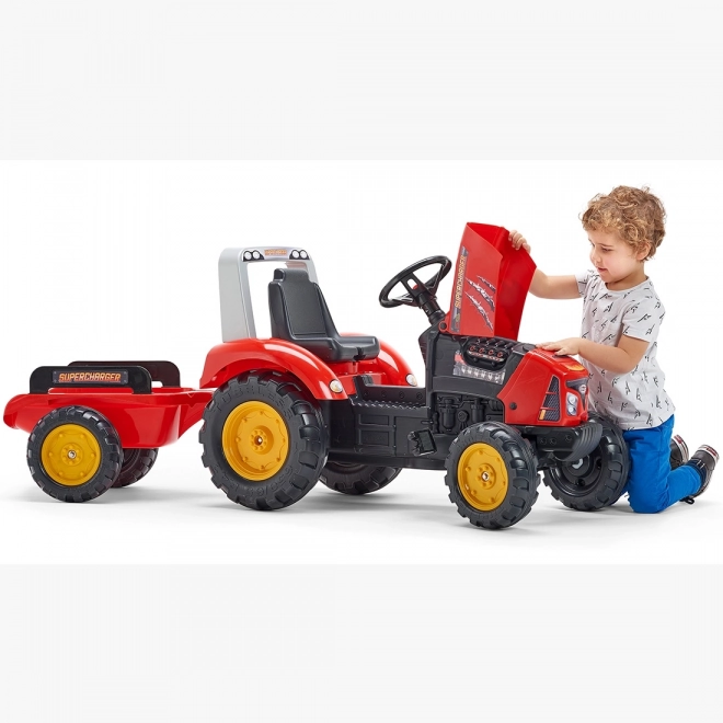 Tractor cu pedale Red Supercharger cu remorcă deschidere Falk