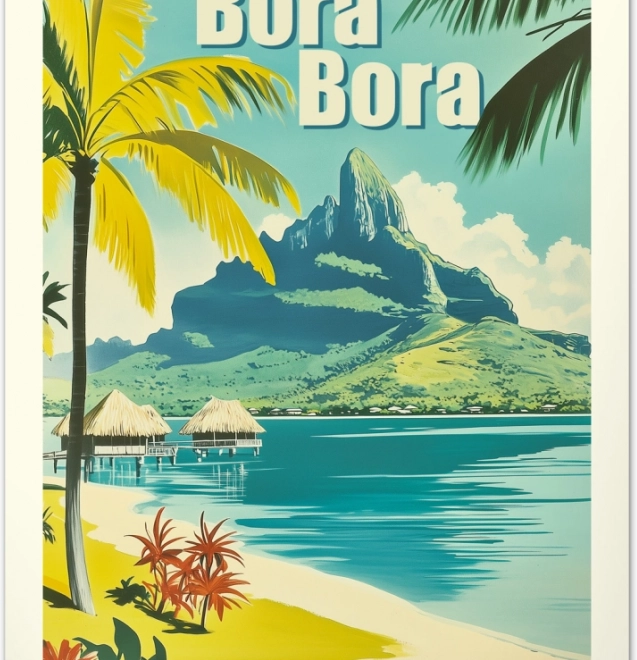 Calendar de perete Afișe vintage Paradisuri tropicale 2026
