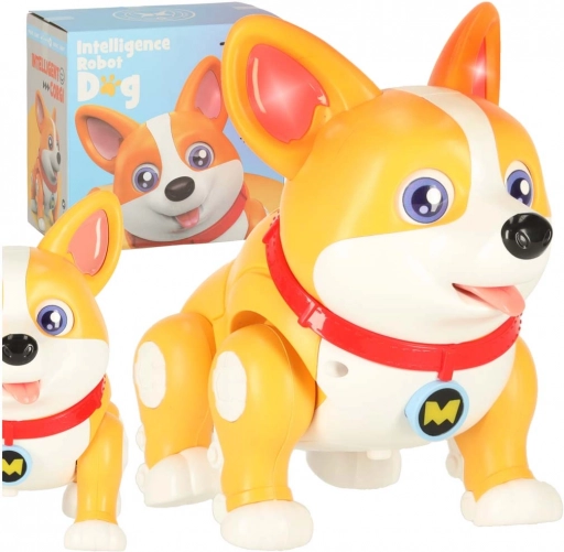 Câine robot interactiv Corgi cu urechi strălucitoare și muzică
