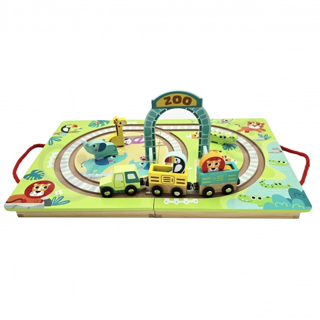 Tren de lemn cu tematică zoo de la Tooky Toy