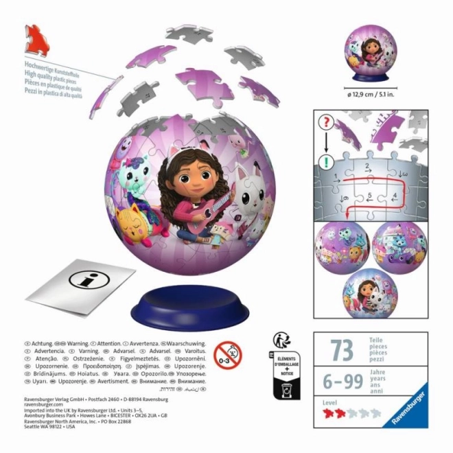 Puzzleball 3D Ravensburger Casa Magică a Lui Gabby 72 Piese