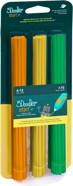 Rezerve pentru stiloul 3D 3DOODLER START+ – set 75 bucăți, portocaliu, galben și verde