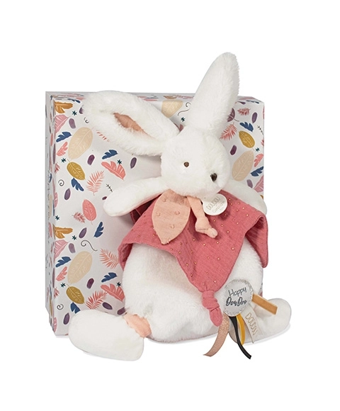 Doudou set cadou - iepuraș cu păturică 25 cm roz pudrat