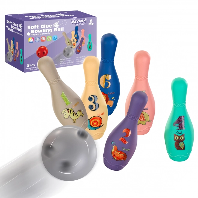 Jucărie senzorială popice pentru bebeluși Woopie