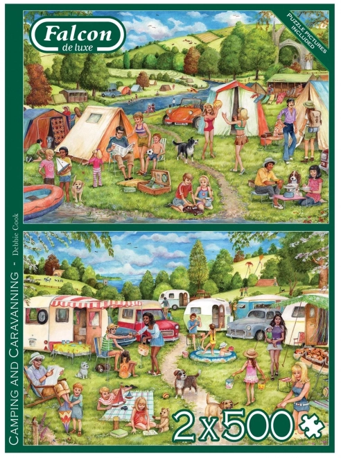 Puzzle Falcon camping și drumeții 2x500 piese