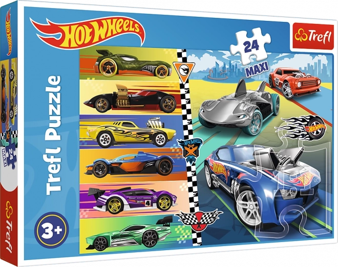 Puzzle 24 bucăți Hot Wheels Mașini Rapide