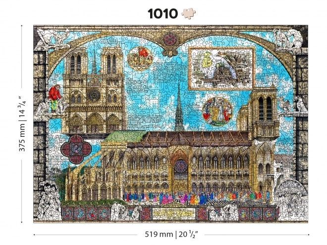 puzzle din lemn catedrala notre-dame 2 în 1