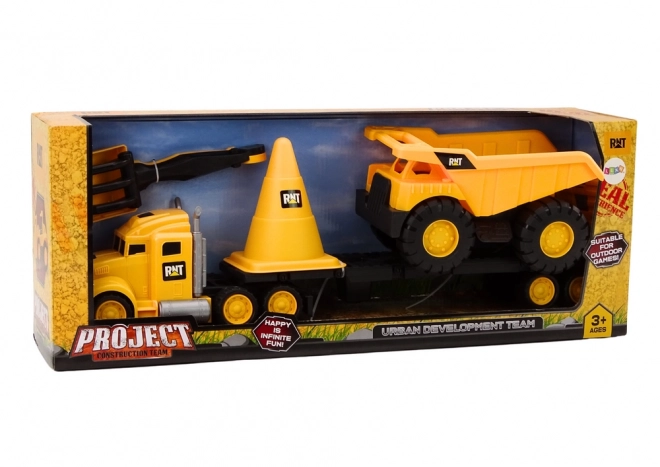 Set joacă camion și basculantă construcții galben