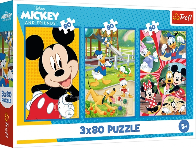 Puzzle Echipa Mickey Mouse 3x80 de piese