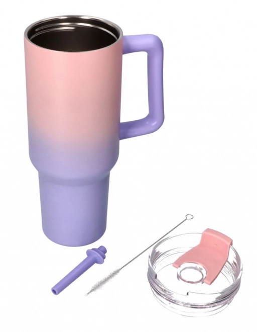 Pahar Termic Mare Cu Pai Pastel