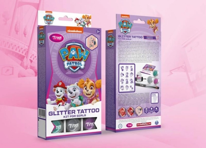 set tatuaje temporare cu sclipici pentru fete Paw Patrol