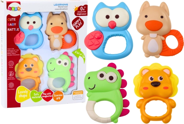 Set zornăitoare Animăluțe pentru ros Pastel colorat 4 bucăți