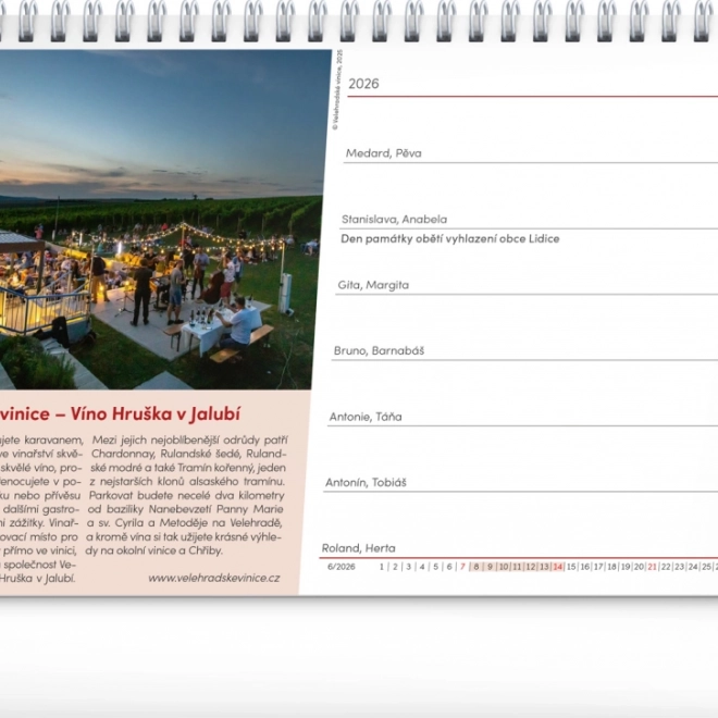 Calendar de birou Călătorie pentru vinuri 2026