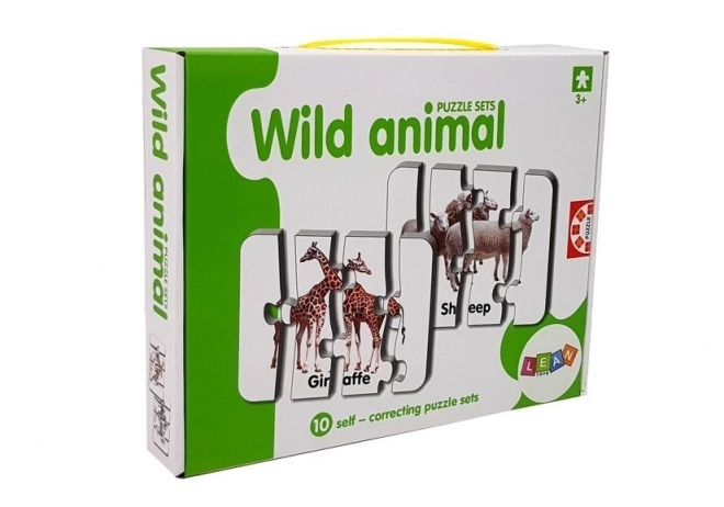 Puzzle educative cu animale sălbatice în limba engleză