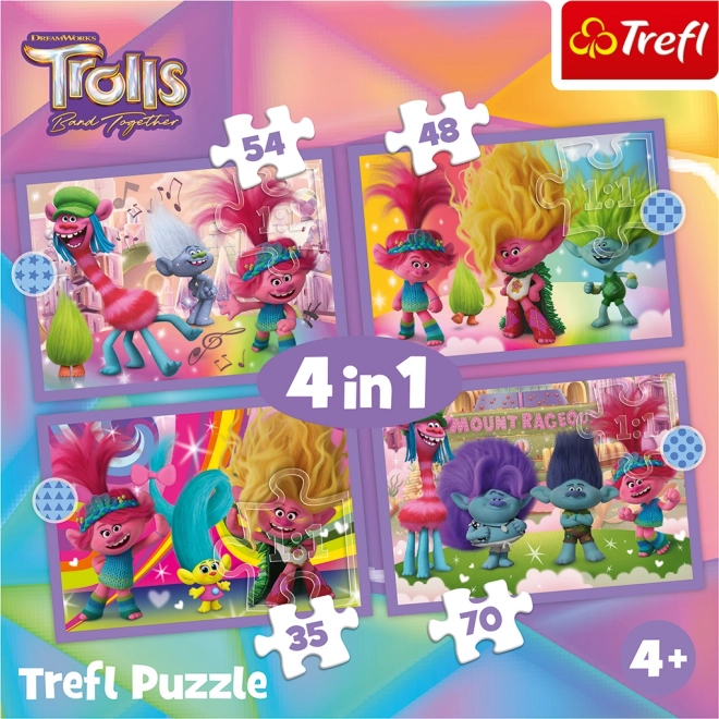 puzzle trolli 3: aventura colorată 4 în 1