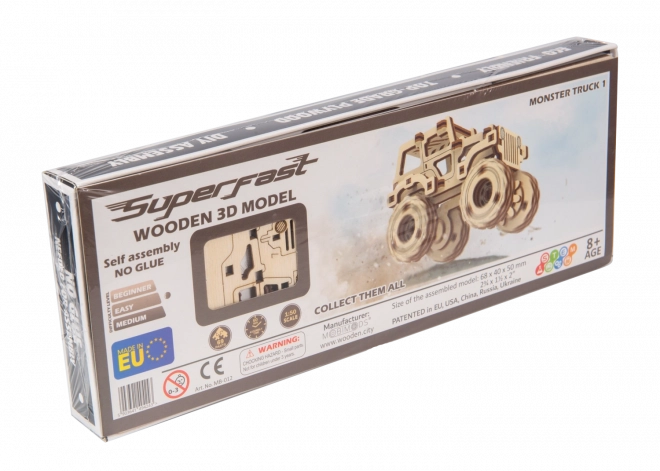 Puzzle 3D din lemn camion monstru Superfast