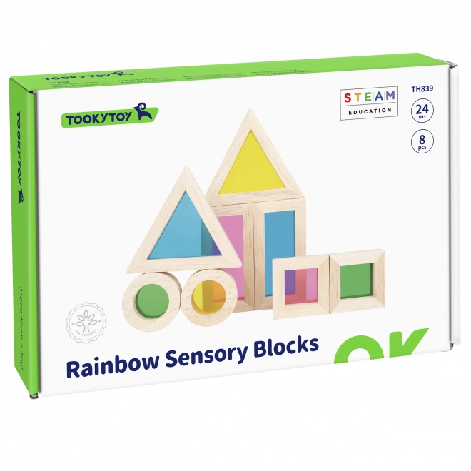 Blocuri din lemn colorate cu oglinzi TOOKY TOY