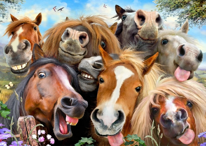 Puzzle din lemn cu cai peste tot