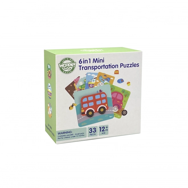 Puzzle din lemn pentru vehicule Woopie Montessori FSC