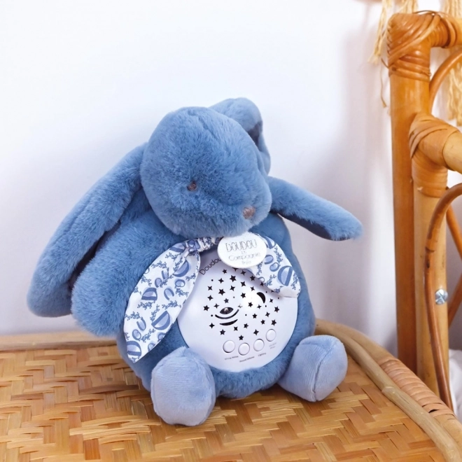 Cutiuța muzicală Doudou cu proiecție Iepuraș albastru