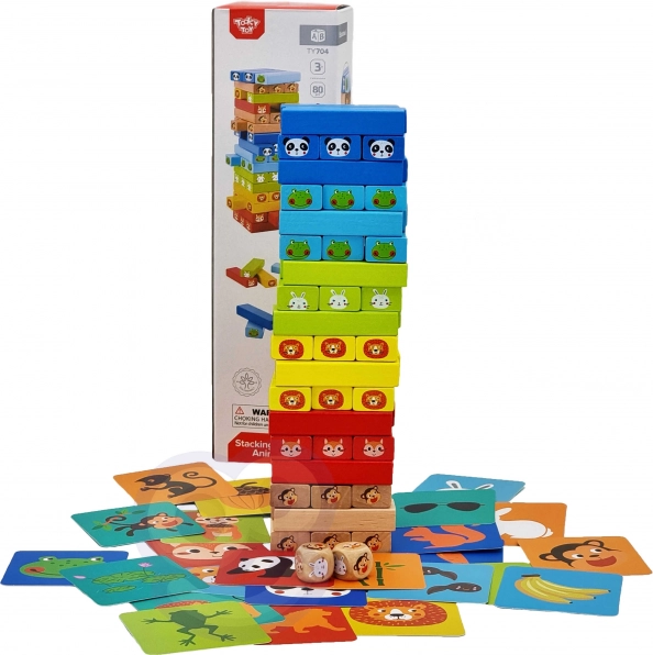 Joc din lemn Jenga Animale TOOKY TOY