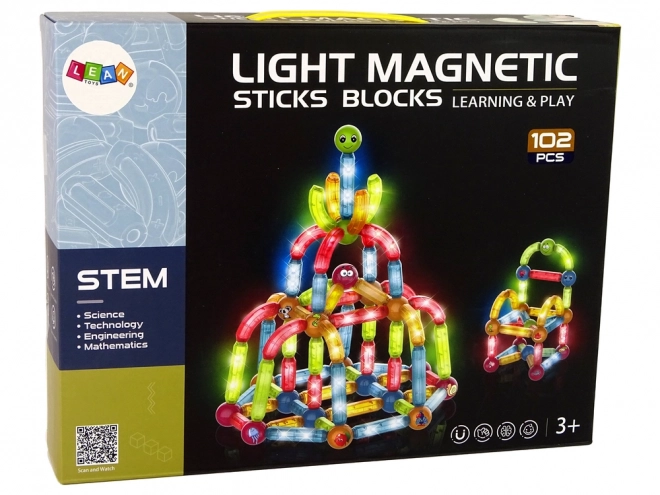 Klocki Magnetice Luminoase Educaționale 102 Piese