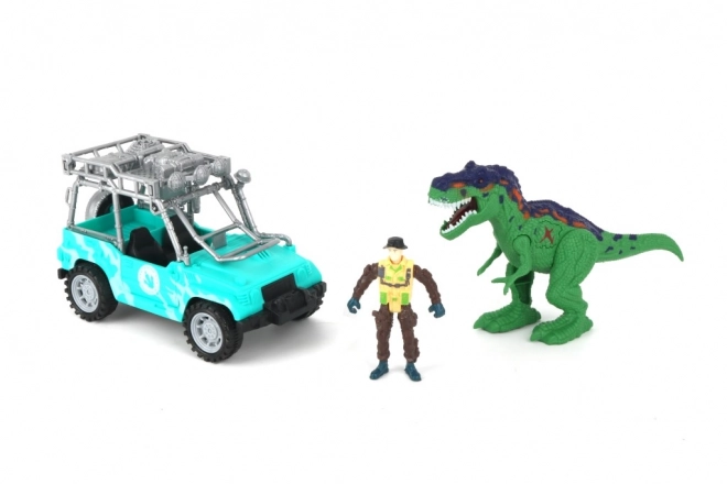 Set jucărie Dinozaur cu mașină