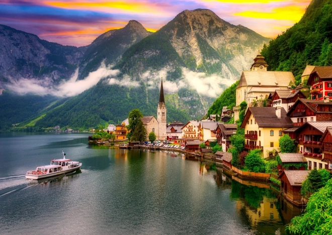 Puzzle Hallstatt la apus de soare 1000 piese