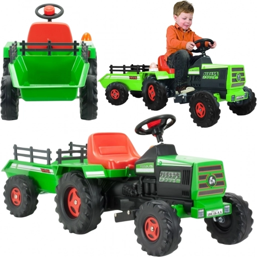 injusa tractor electric pentru copii basic 6v cu remorcă