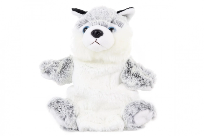 Cățel din pluș marionetă Husky 25 cm