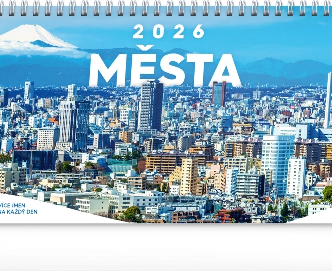 Calendar de birou Orașe 2026, la 14 zile