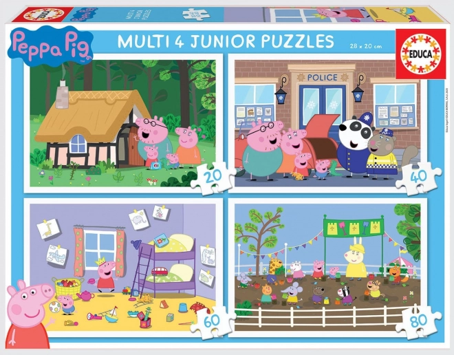 Puzzle Progresiv Prasatka Peppa 4 în 1