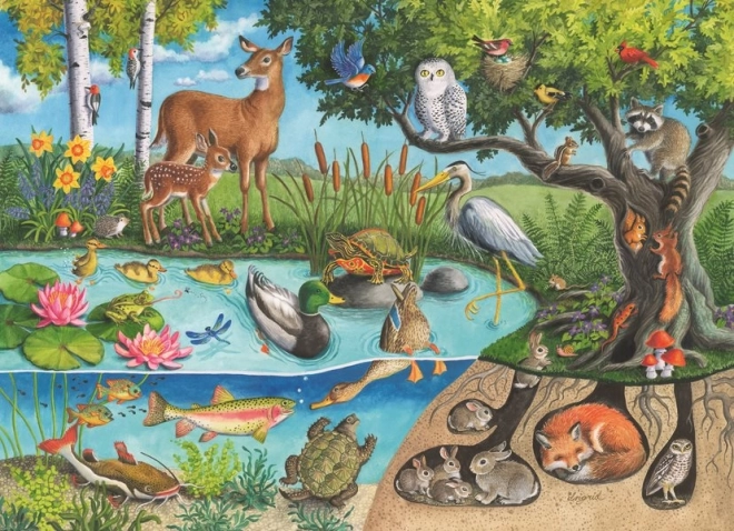 Puzzle Animale pe pământ și sub ea – tainele naturii 60 piese