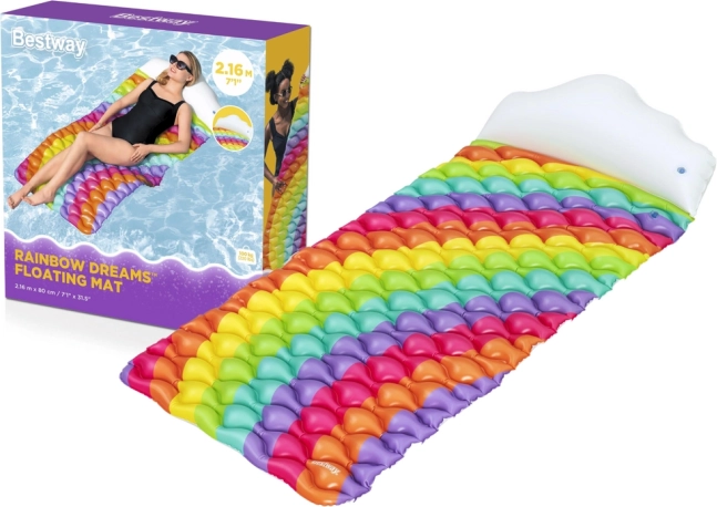 saltea gonflabilă pentru apă, curcubeu, 216 × 80 cm, Bestway