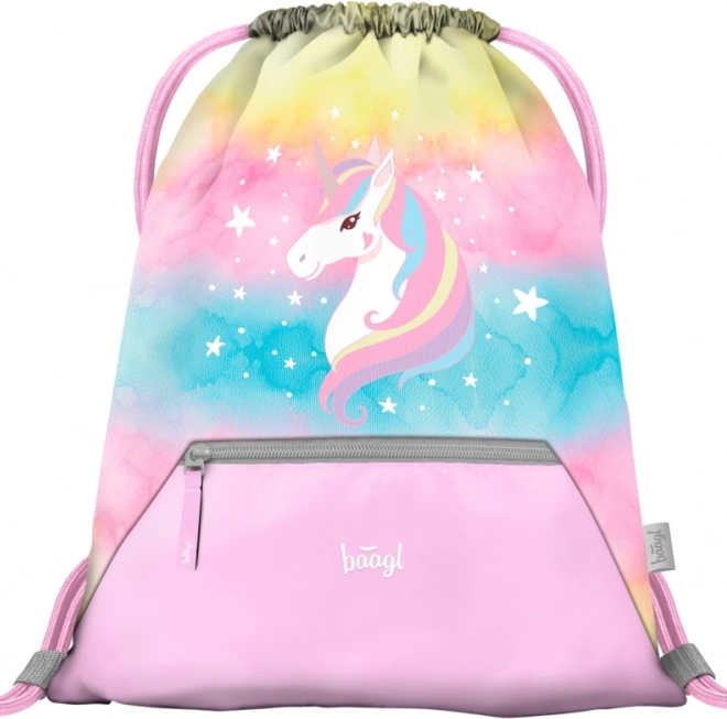 Set 3 BAAGL Zippy plus Rainbow Unicorn: ghiozdan, penar si saculet