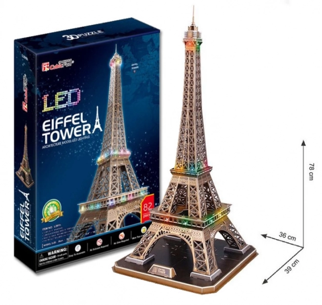 Puzzle 3D cu lumini Turnul Eiffel CubicFun