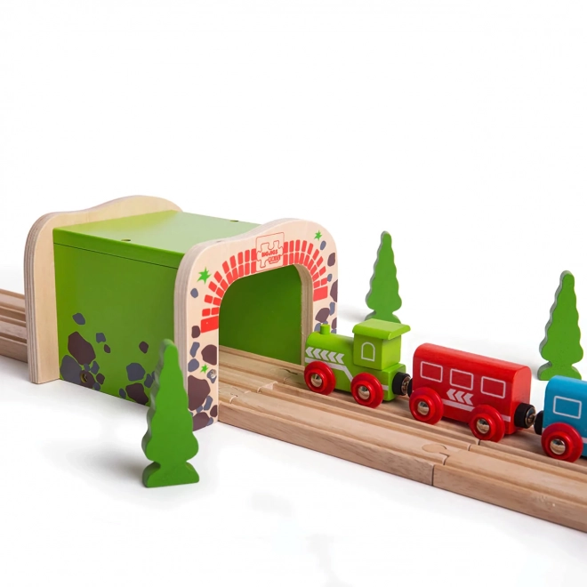 Tunel feroviar dublu din lemn Bigjigs Rail