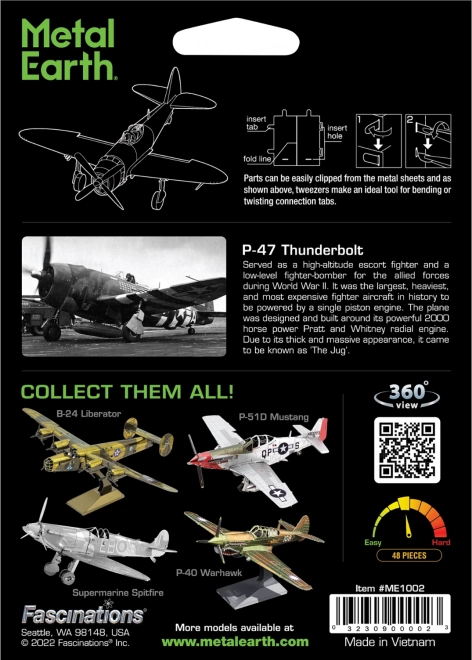 Puzzle 3D Metal Earth Avion P-47 Thunderbolt