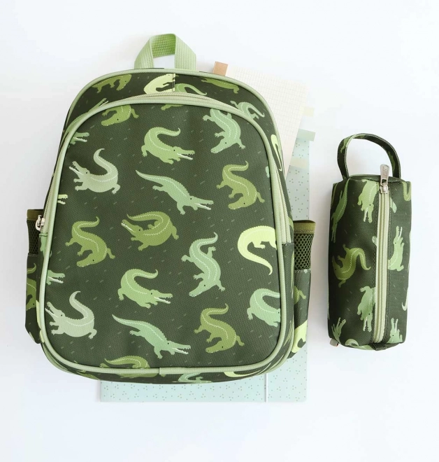Rucsac A Little Lovely Company pentru grădiniță – Crocodil
