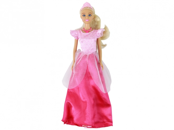Păpușa Anlily Prințesă Blondă cu Tiara în Rochie Roz
