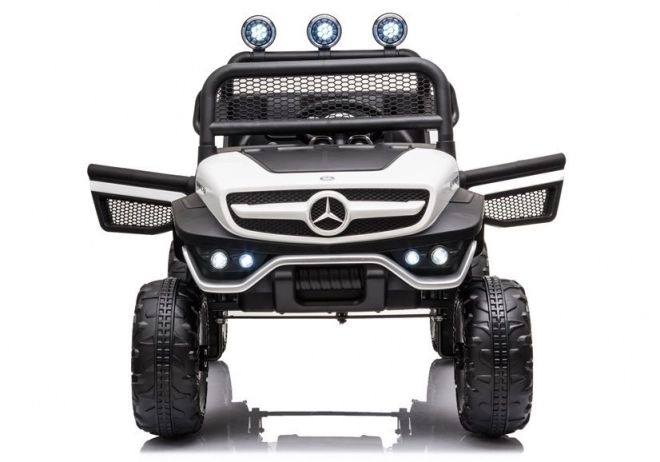 Mașină cu acumulator Mercedes Unimog S roșie – Alb