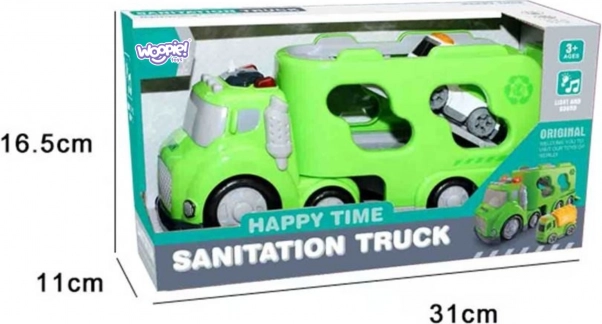 Woopie camion de remorcare verde City Truck cu efecte sonore și luminoase