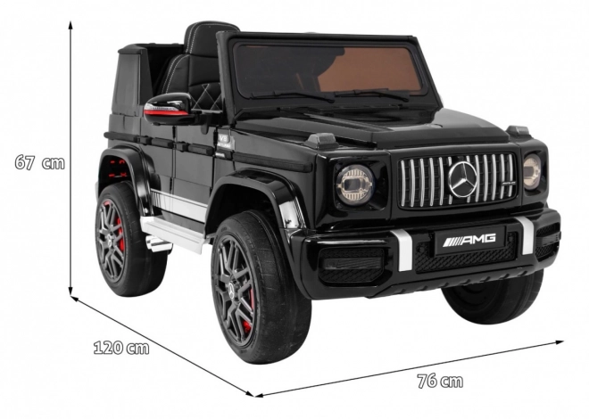 Mercedes AMG G63 pentru copii Lak negru + telecomandă + MP3 LED + pornire lentă + EVA + centuri