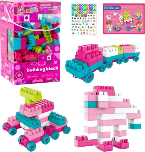 Cărămizi de construcție spațiale pastel roz 360 buc