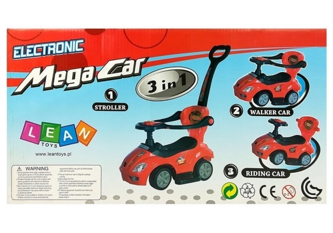 Jucărie rotativă cu mâner Mega Car 3 în 1 galben