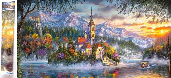 pictură cu diamante pe pânză rezidențială insulă 80x40cm